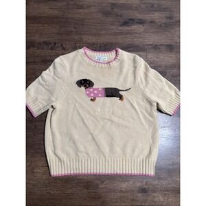 Society 212 Womens Dachshund Dog Short Sleeve Pullover Knit Sweater Size Small